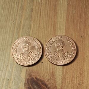 Two Memento Mori 1oz Copper Rounds